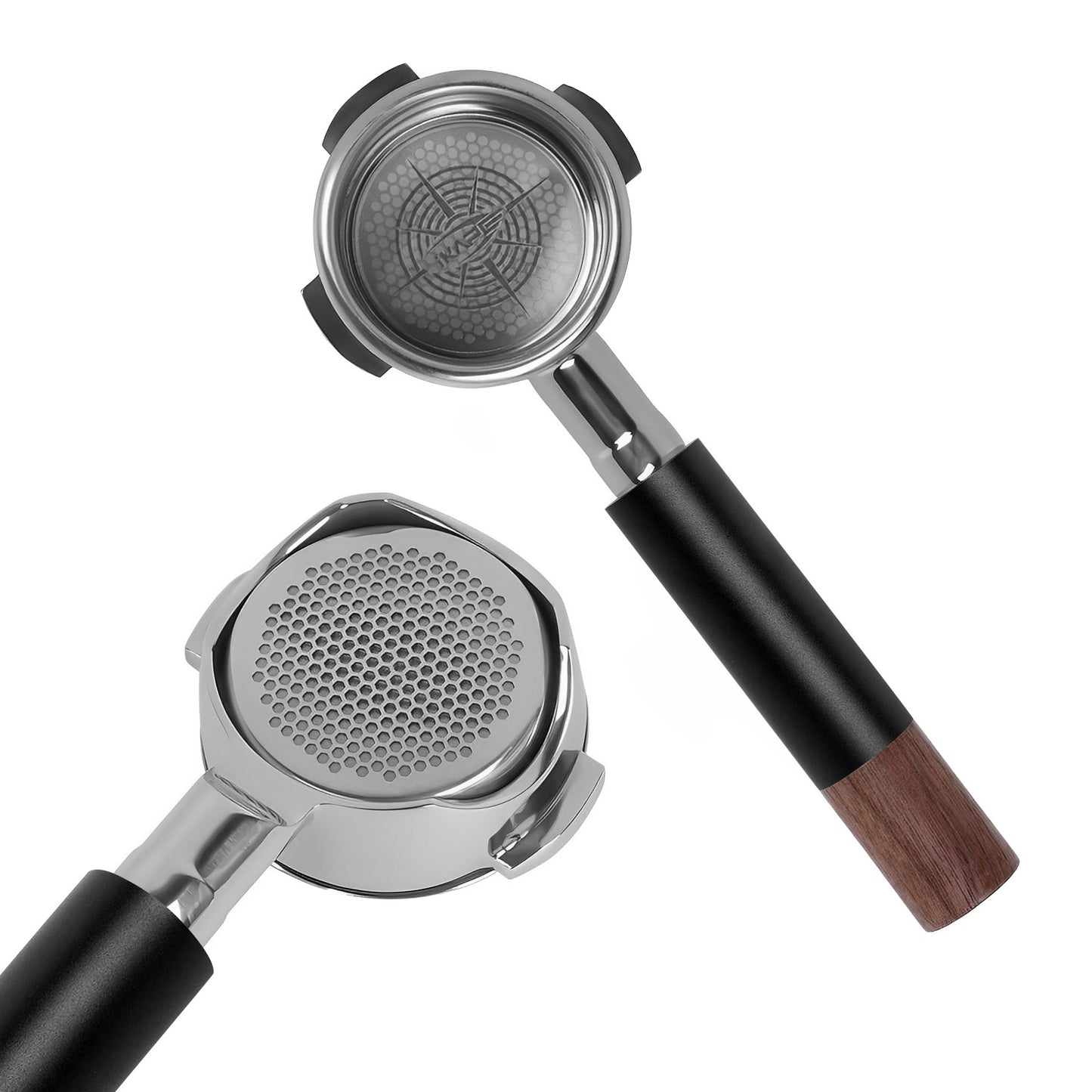 IKAPE Openwork 58mm Bottomless Portafilter with High Extraction Precision Basket (Stainless Steel)