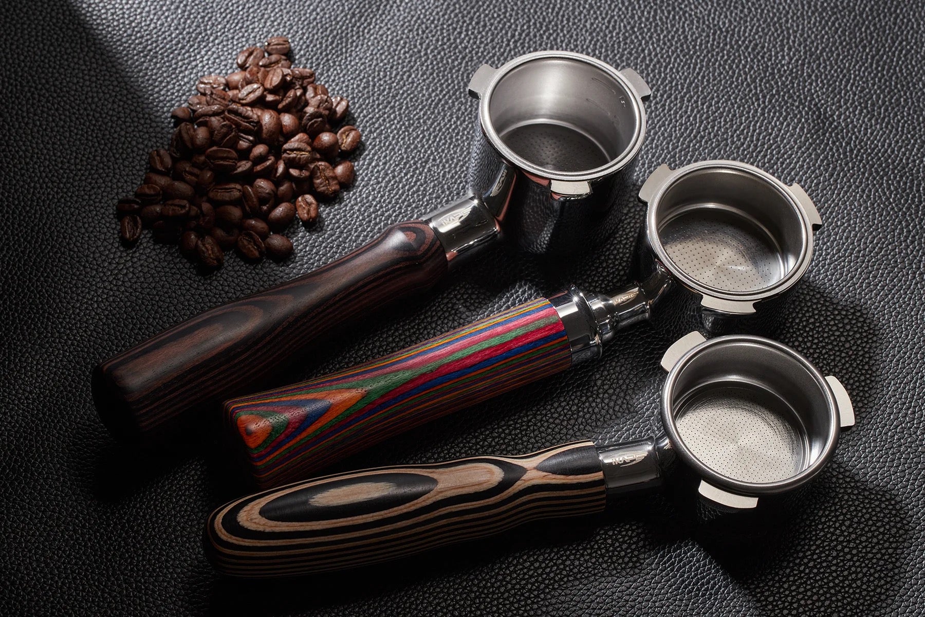 IKAPE Espresso Bottomless Portafilter Colorful Wooden Handle (Pearl White) E61 58mm