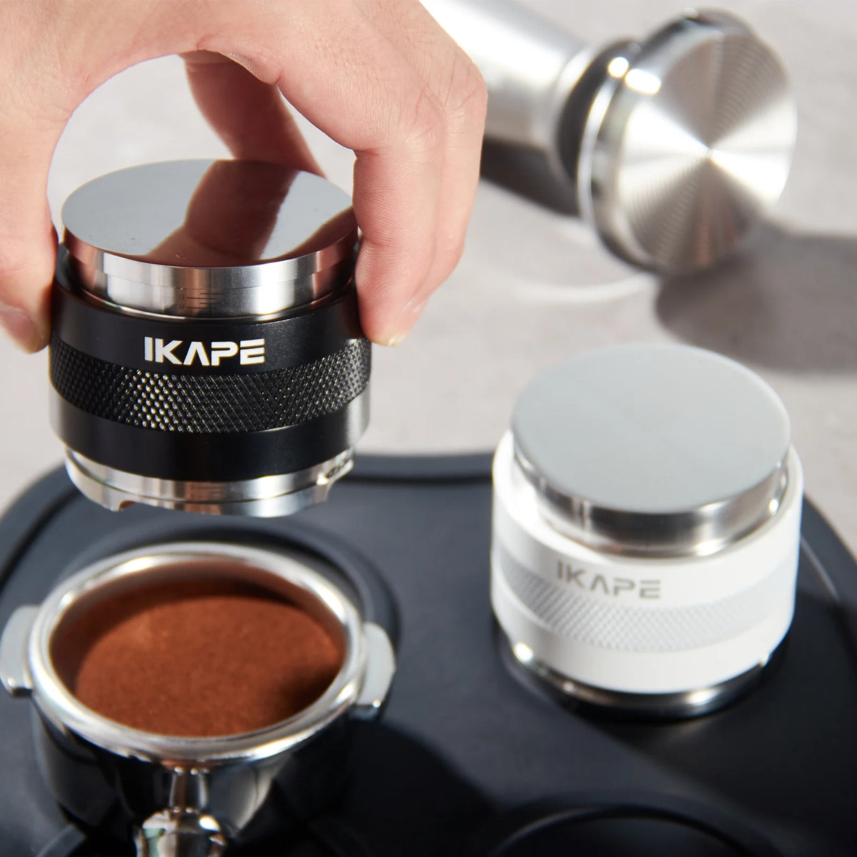 IKAPE Espresso 2 in 1 Distributor & Hand Tamper, Adjustable Depth [KAPE CON]