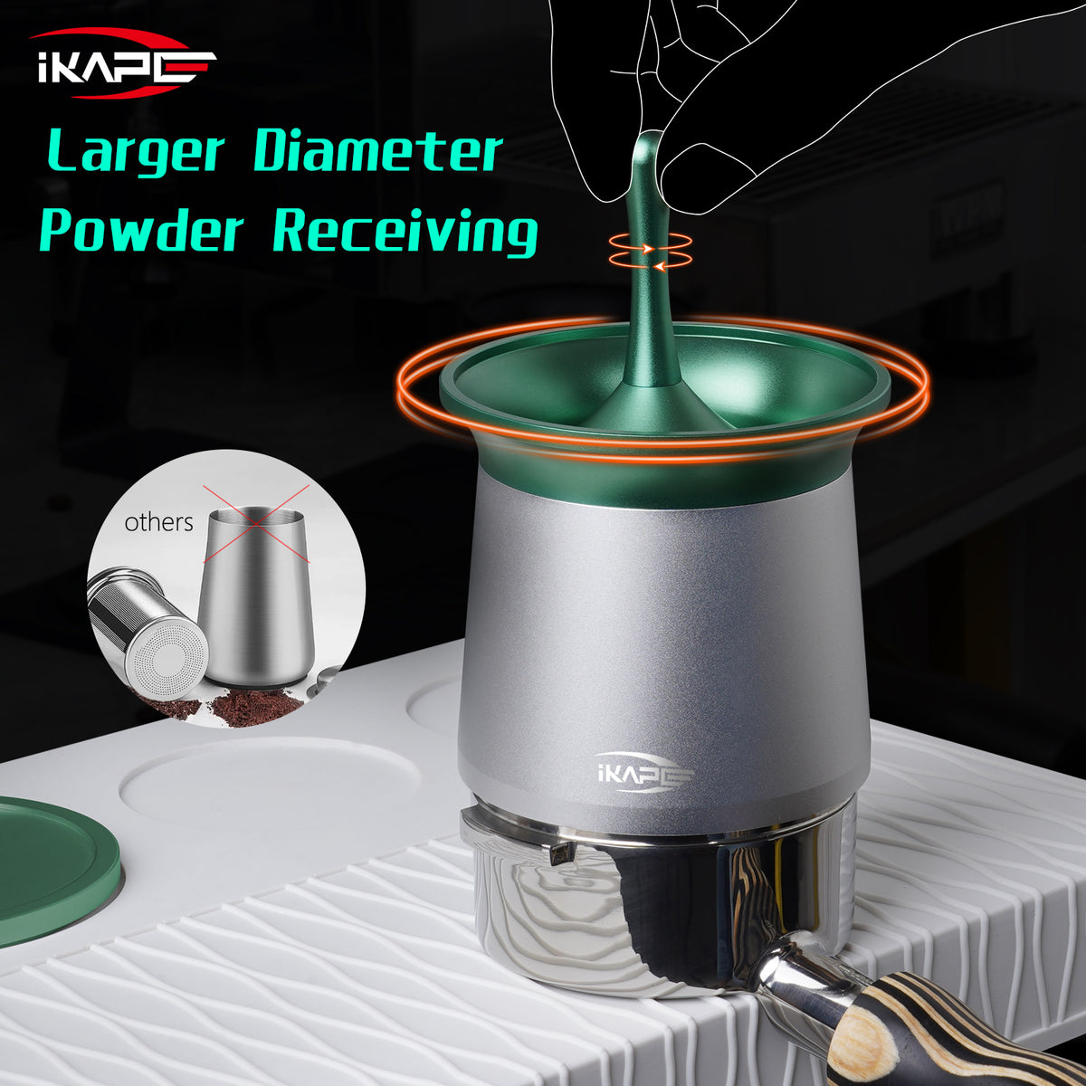 IKAPE Coffee Blind Shaker Espresso Powder Receiver Cup (Black or Silver) [KAPE CON]
