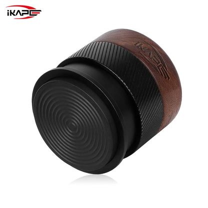 IKAPE V4 Espresso Calibrated Tamper with Spring Loaded (Wooden Handle,Black Base)
