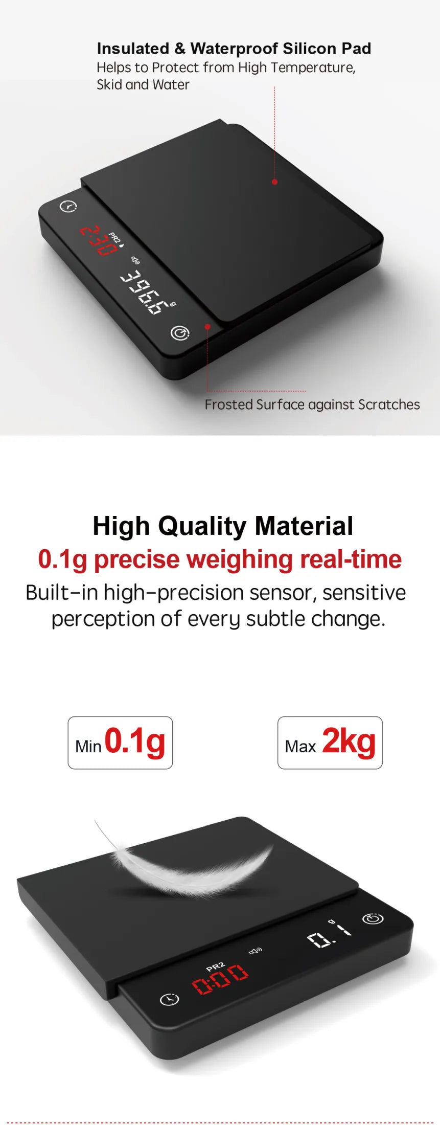 Mini Espresso Scale with timer 2kg