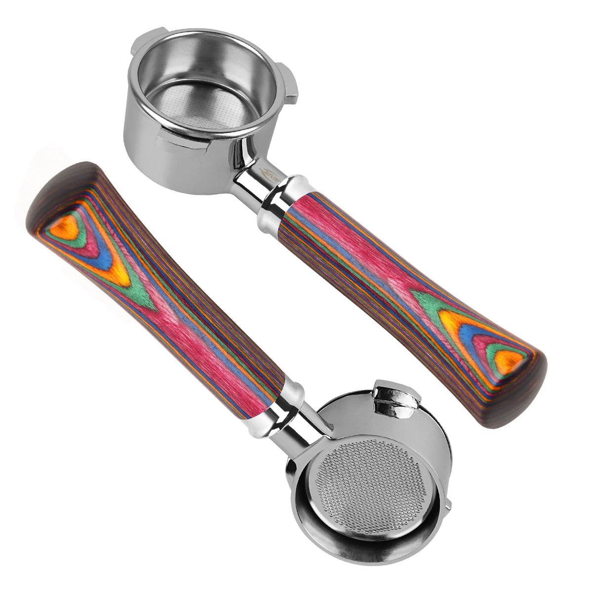 IKAPE Espresso Bottomless Portafilter Colorful Wooden Handle (Rainbow) (KAPECON)