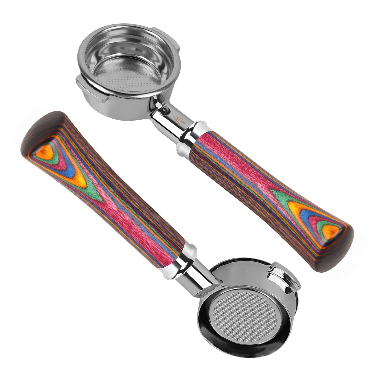 IKAPE Espresso Bottomless Portafilter Colorful Wooden Handle (Rainbow) (KAPECON)