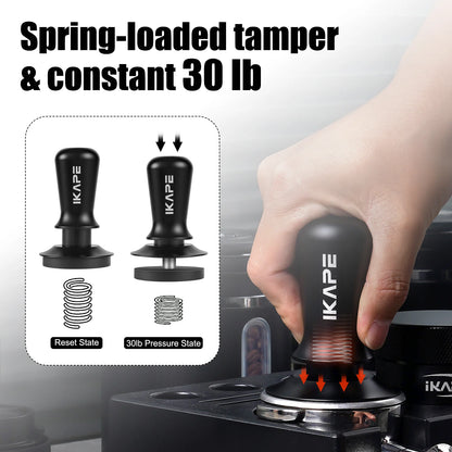 IKAPE V3 Spring-loaded Calibrated Coffee Tamper (All black)