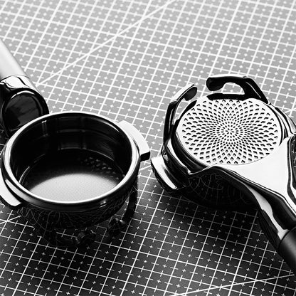 IKAPE Flat-bottom Bottomless Portafilter with Precision Basket - KKLUO