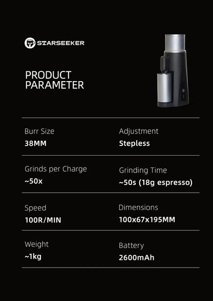 Starseeker Edge Mini Portable Coffee Grinder - 38mm Conical Burrs [NEW]