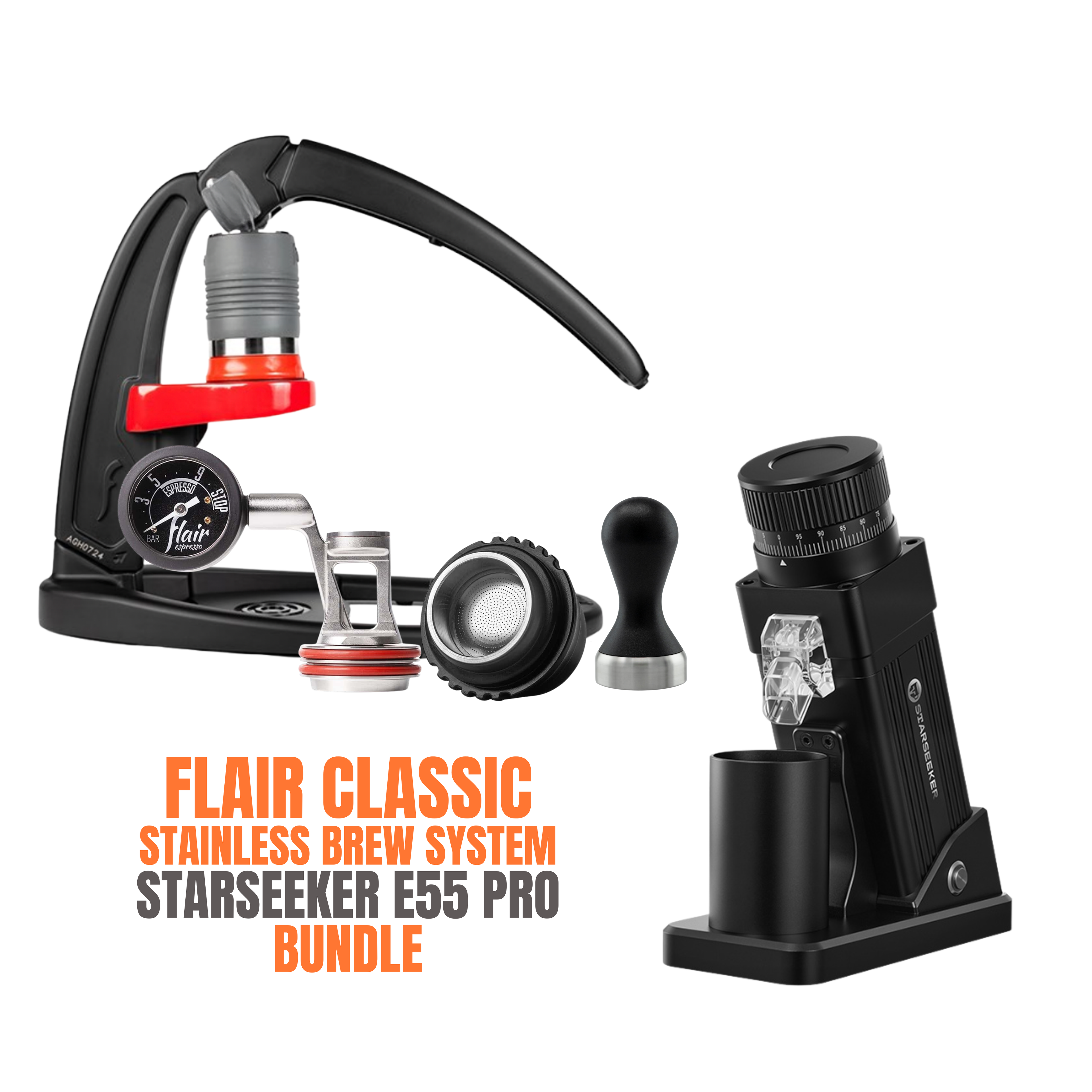 Bundle: Flair Espresso Maker + Starseeker Electric Grinder