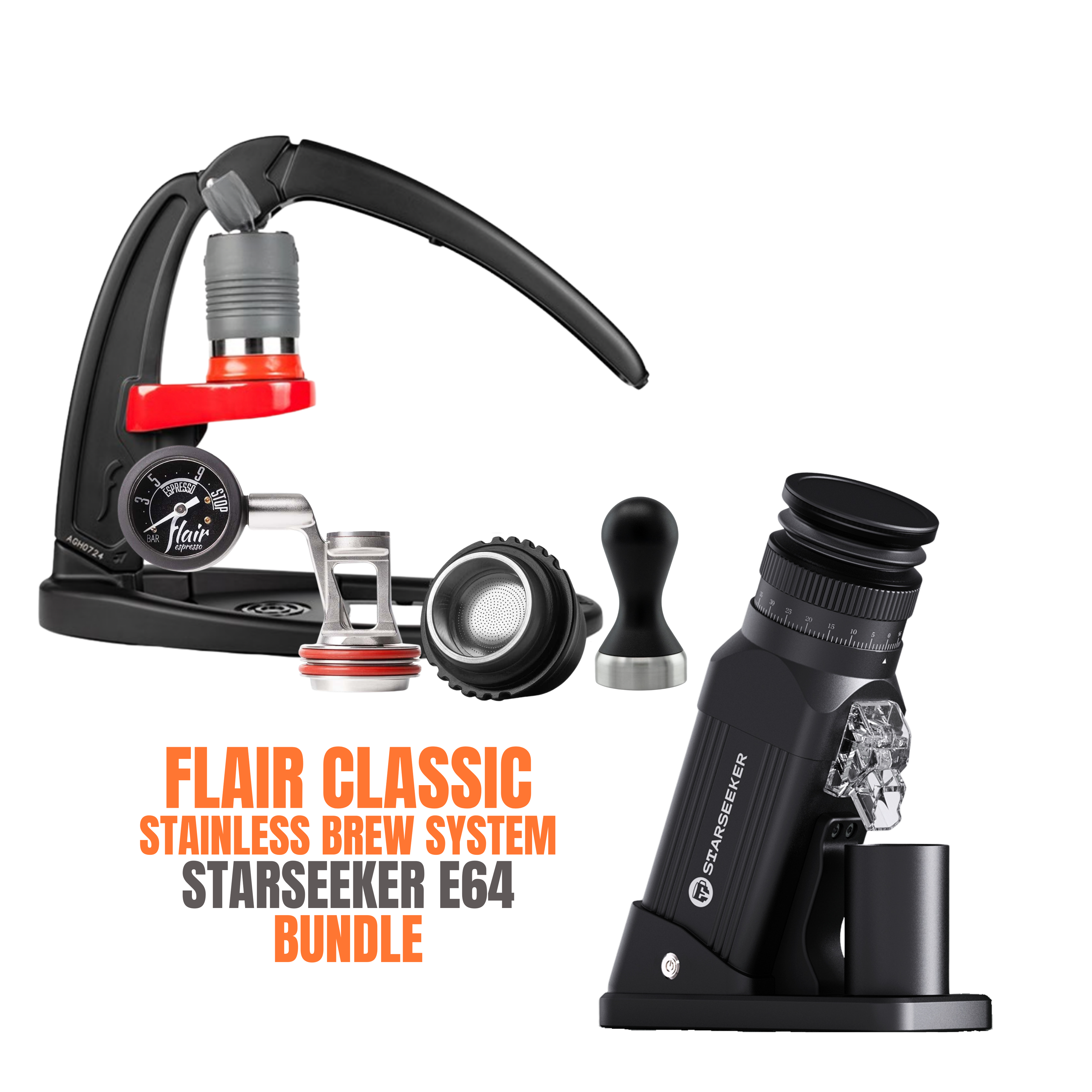 Bundle: Flair Espresso Maker + Starseeker Electric Grinder