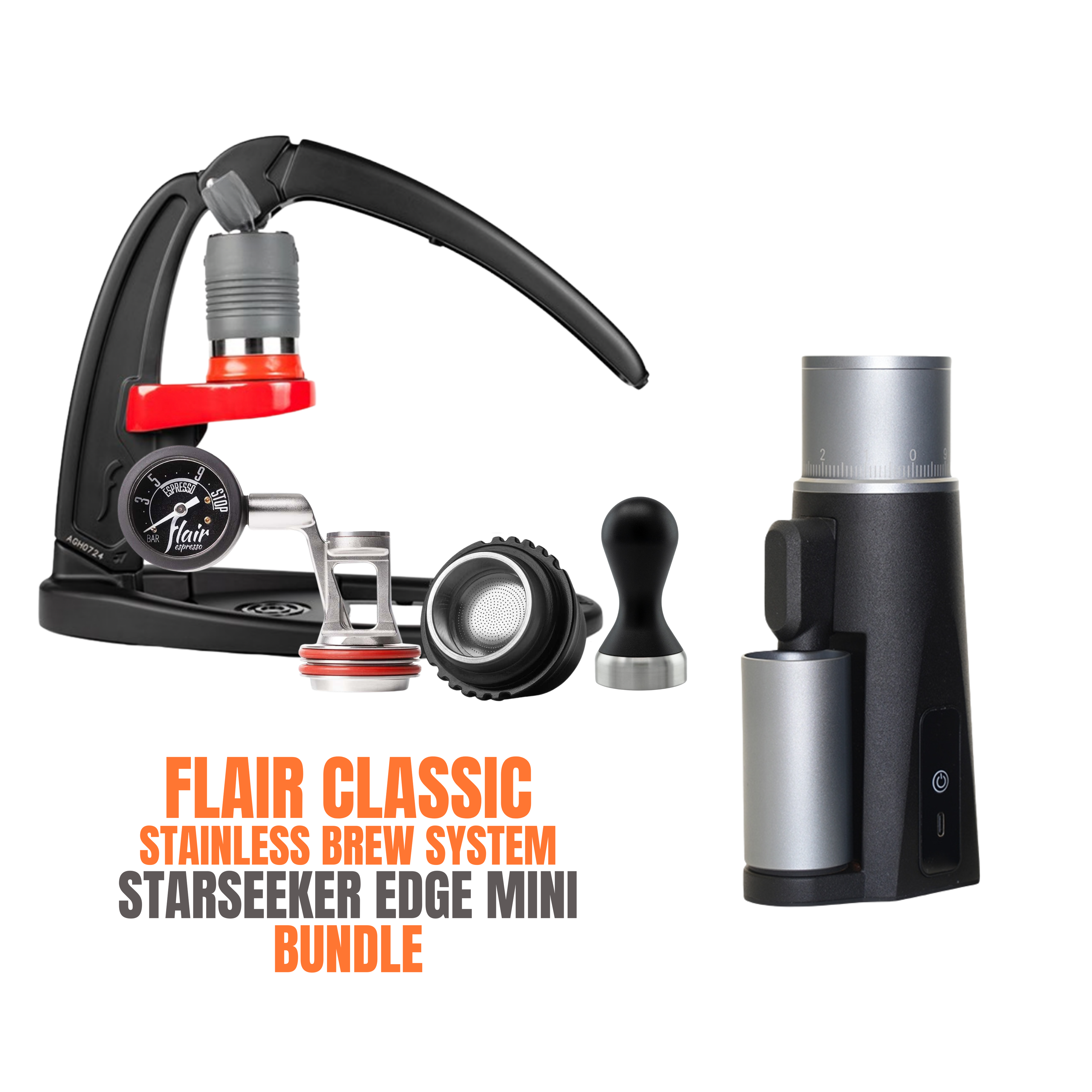 Bundle: Flair Espresso Maker + Starseeker Electric Grinder