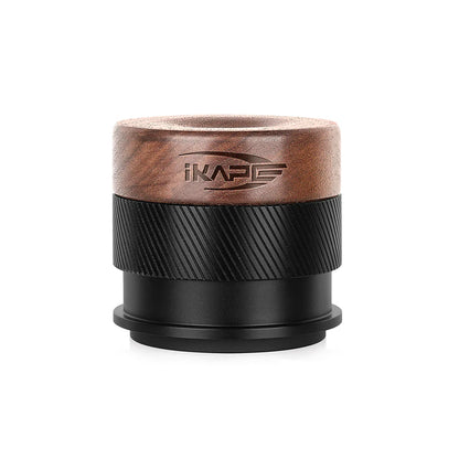 IKAPE V4 Espresso Calibrated Tamper with Spring Loaded (Wooden Handle,Black Base)